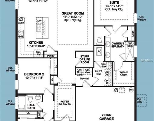 Floor plan of the San Andres model at The Preserve at Turtle Creek, featuring 3 bedrooms, 2 baths, a great room, kitchen, and 2-car garage, ideal for new home buyers in St. Cloud, FL.