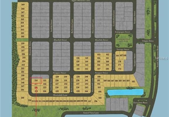 Map of The Preserve at Turtle Creek community in St. Cloud, FL, highlighting lot numbers and layout, featuring amenities like a community pool.