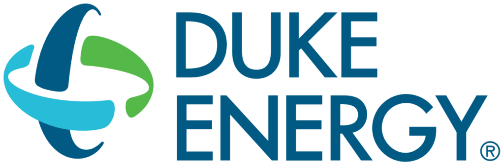 Duke Energy logo featuring a stylized blue and green design, representing the electric utility company serving Central Florida residents.